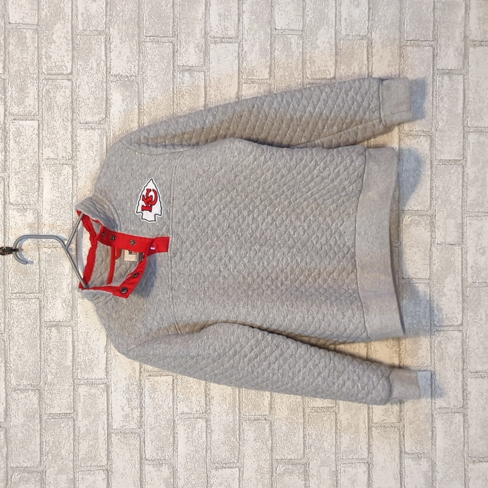 NFL Kansas City Chiefs Gray Quilted Quarter Snap Pullover Sweatshirt